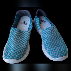 Corkys Slip on Shoes, Joann, Turquoise/Grey, 50-7066-TUGR-U, 2-Size 10